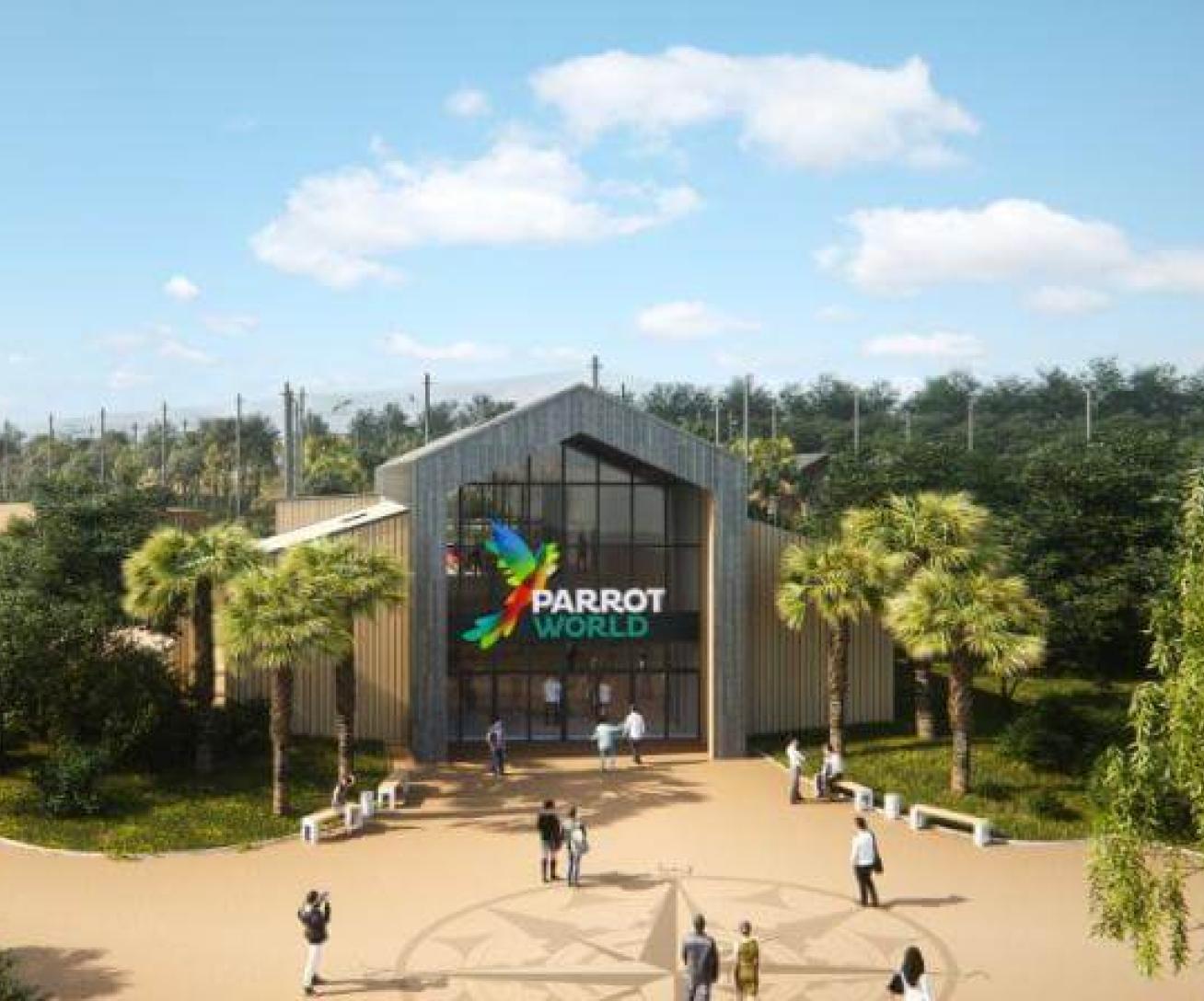 Parvis du parc animalier immersif Parrot World